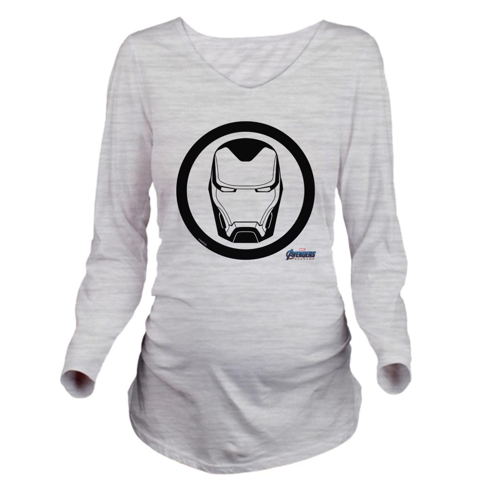 Iron Man Logo Long Sleeve Maternity T-Shirt for Pregnant Women - Superhero Marvel Graphic Tee for Expecting Moms - Comfortable Cotton Pregnancy Shirt for Casual Wear, Baby Showers & Comic Conventions