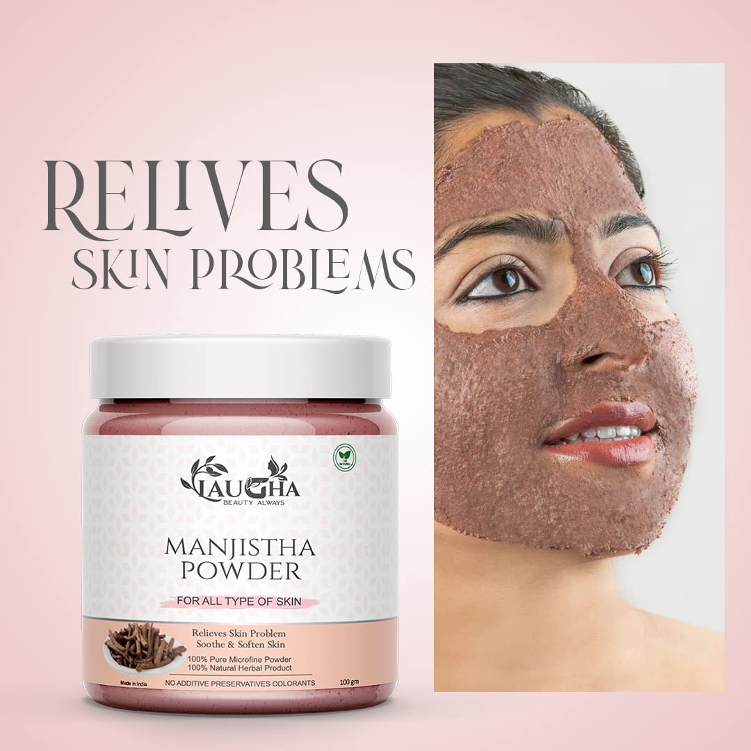 Organic Manjistha (Rubia Cordifolia) Powder - 100% Pure Natural Hair & Skin Care Treatment - 100g (Pack of 2 Jars, Total 200g) - Promotes Healthy Hair Growth & Glowing Skin - Perfect for DIY Beauty Masks & Ayurvedic Remedies
