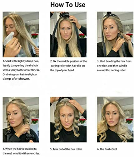 H.H Pro Heatless Hair Curler Set - Champagne Ice Silk Hair Rollers with Curling Rod Headband, Jaw Clip & 2 Scrunchie Bands for No Heat Curls | Perfect for Sleeping Hair Styling, Long & Medium Hair Care, Overnight Curling Routine