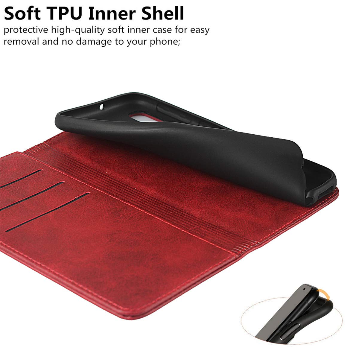 Premium PU Leather Magnetic Wallet Case for Samsung Galaxy A10e - Flip Cover with Card Slots & Kickstand (Wine Red) | Perfect for Everyday Use, Travel & Hands-Free Viewing