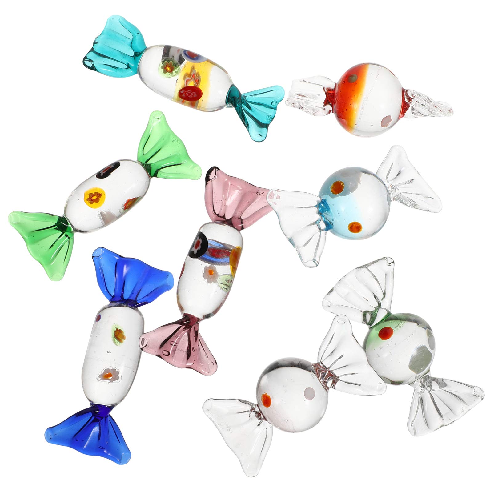 VOSAREA 8-Piece Glass Candy Ornaments - Colorful Sweets Decor for Christmas Tree, Home, and Party Decoration - Perfect for Holiday Festive Display and Gift Giving