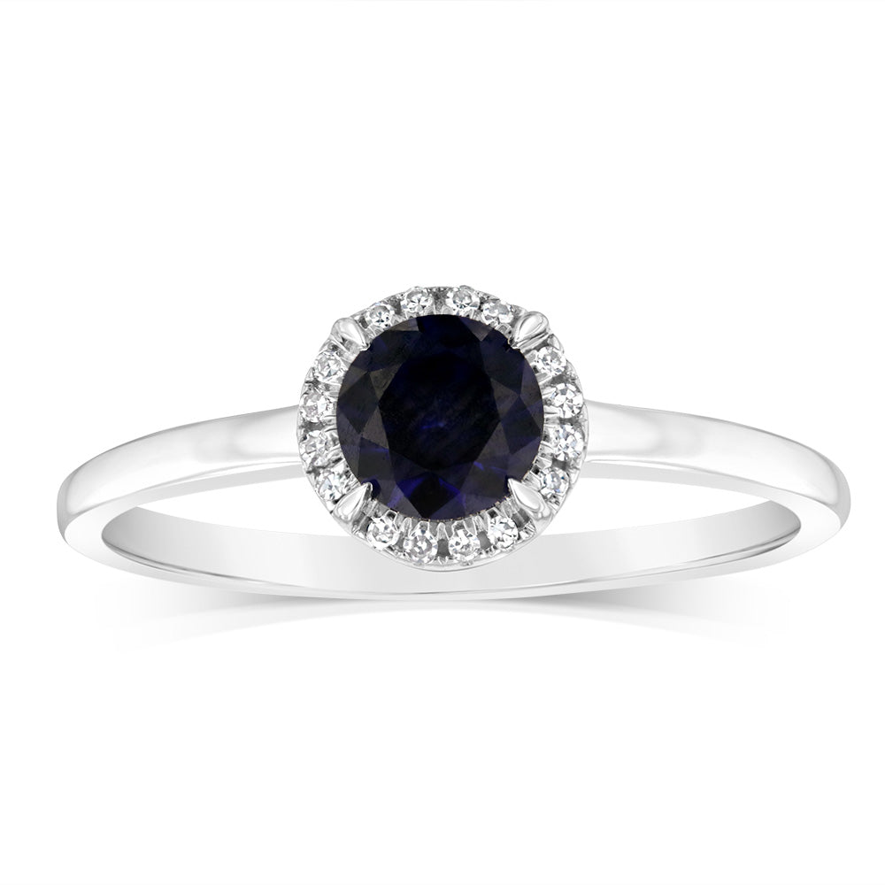 0.67 Carat Lab-Created Sapphire & Diamond Ring in 9K White Gold - Elegant Engagement, Wedding, or Anniversary Jewelry Gift