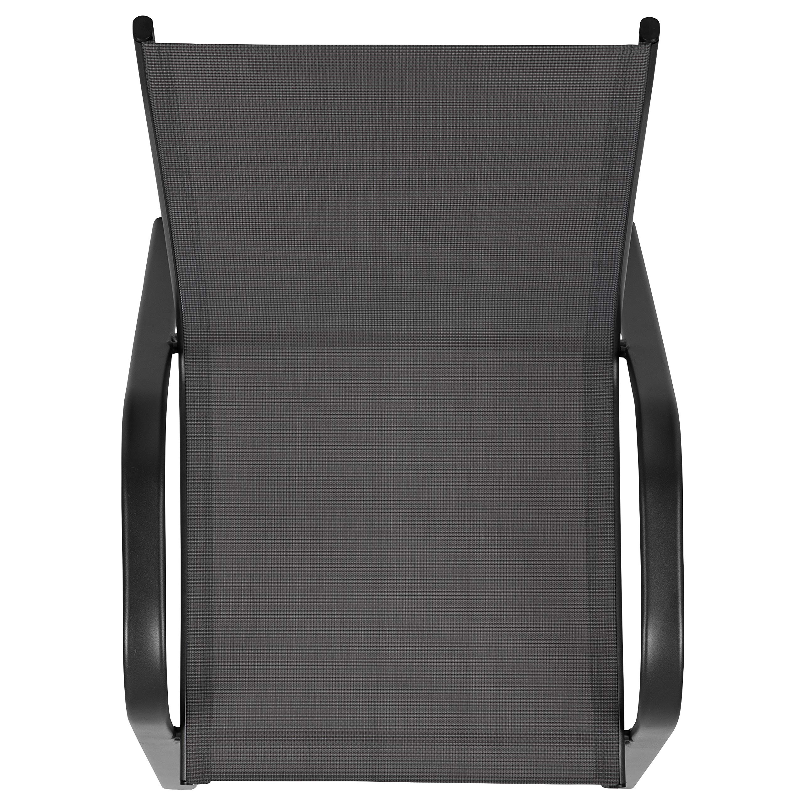 Flash Furniture Brazos Series Outdoor Stackable Patio Chairs with Flex Comfort Material - Set of 5 Black Modern Sling Chairs for Backyard, Poolside & Garden Relaxation