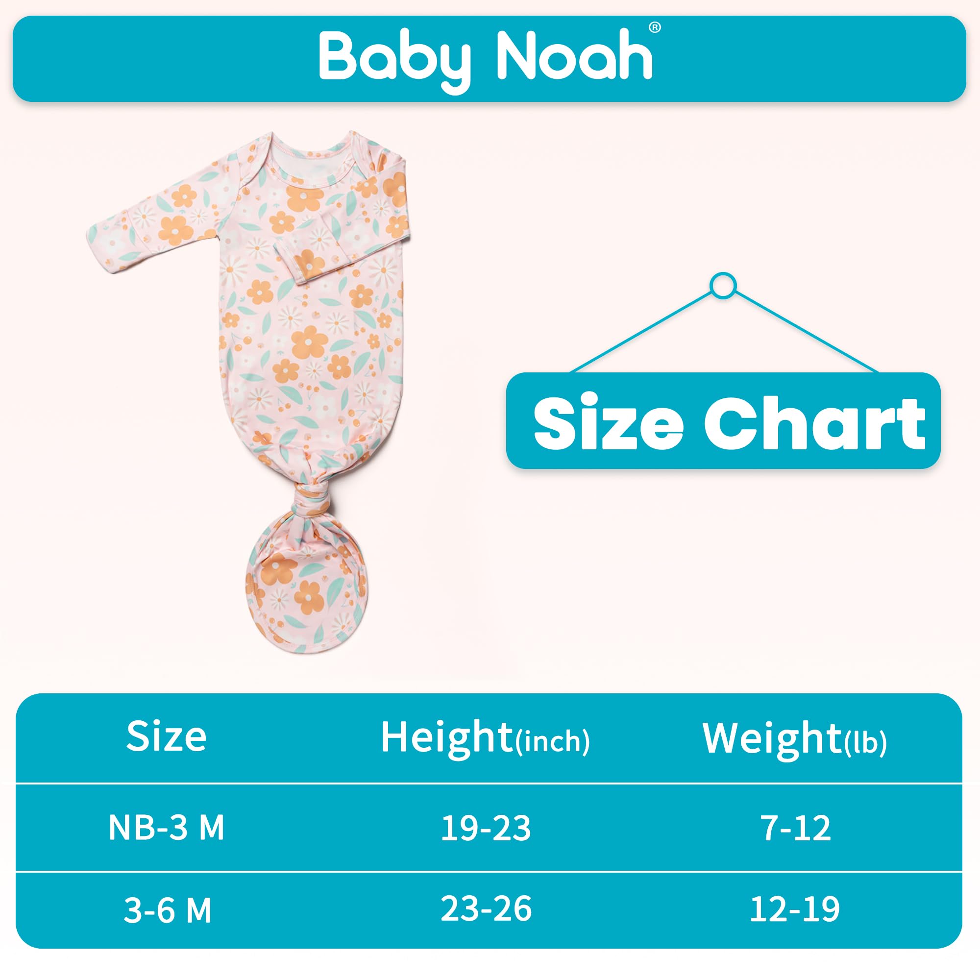 Soft Baby Knotted Gown for Girls - Newborn Hospital Outfit with Mittens | Perfect for Infants & Photo Shoots