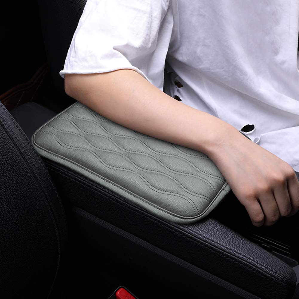 SUHU Universal Auto Center Console Cover Pad - Waterproof Leather Armrest Cover for SUV, Truck, Car (Gray) | Protects & Enhances Vehicle Interior Comfort