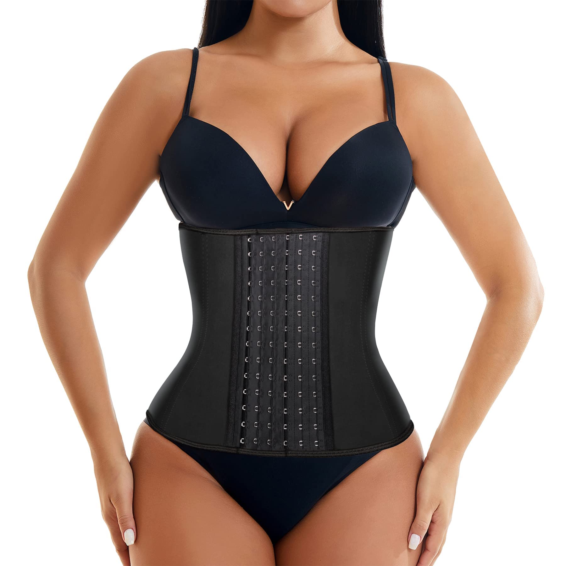 EESIM Latex Waist Trainer for Women - Sport Girdle Corset with Steel Bones & Extender - Body Shaper for Workouts, Postpartum & Everyday Slimming