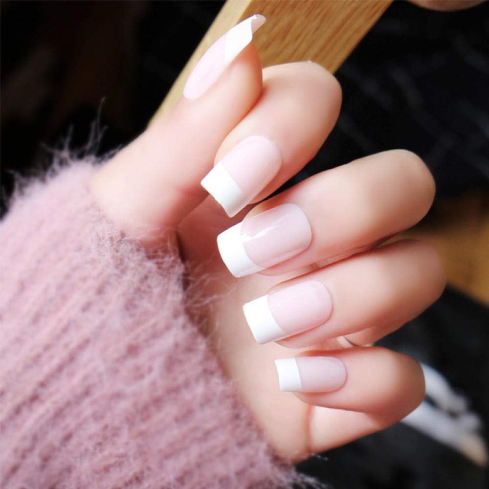 24Pcs French Pink False Nails - Square Tip Full Cover Artificial Nails with Glue | Perfect for Parties, Weddings & Daily Wear | Easy to Apply & Reusable