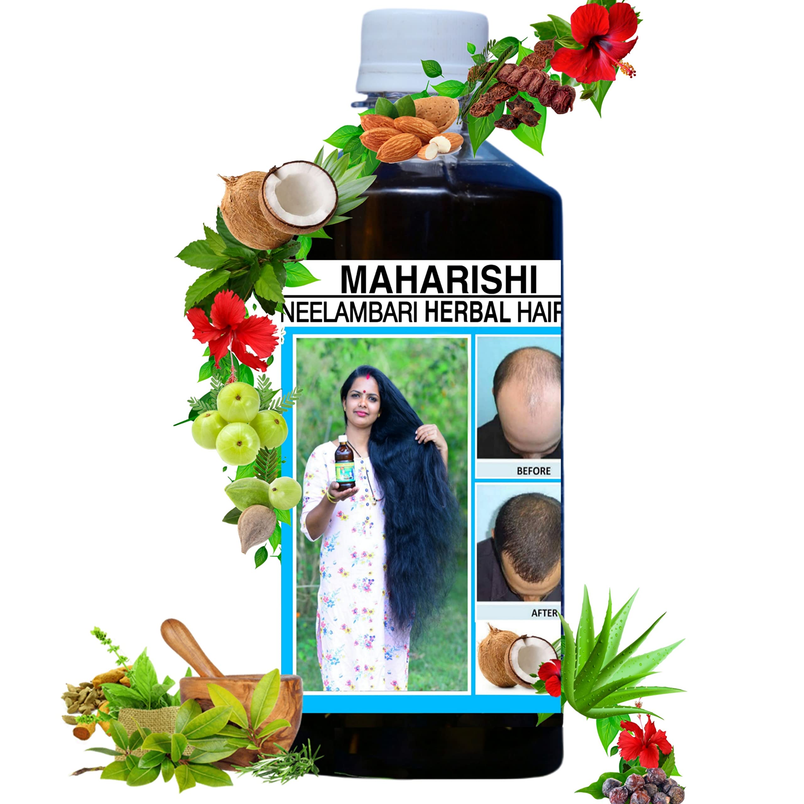 Maharishi Neelambari Ayurvedic Herbal Hair Oil 250ml - Natural Hair Care for Men & Women | Promotes Hair Growth & Scalp Health | Perfect for Daily Use & Hair Treatment