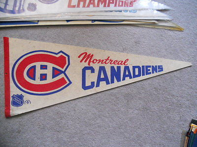 Vintage 1970 Montreal Canadiens NHL Hockey White Pennant - Rare Collectible Sports Memorabilia for Fans, Man Cave Decor & Hockey Room Display