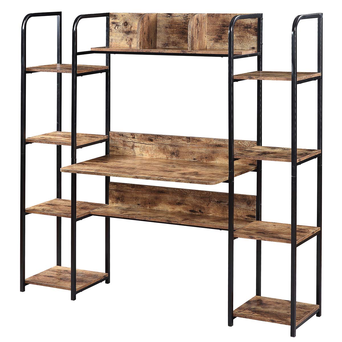 Oeey Home Office Computer Desk with Storage Hutch & Double Bookcase - Modern Writing Study Table, PC Laptop Workstation for Small Spaces - Perfect for Remote Work, Online Classes & Home Office Organization