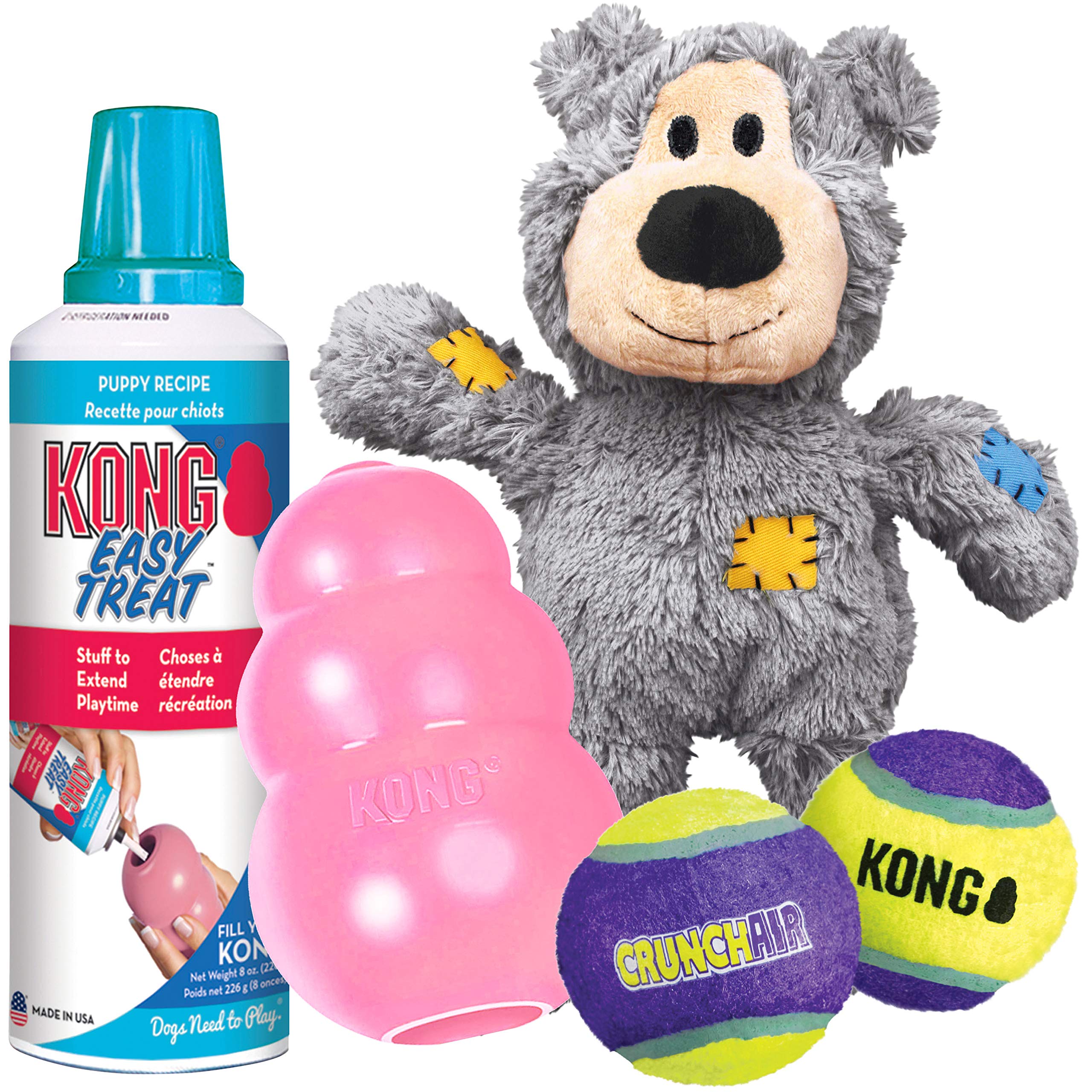 KONG Puppy Starter Dog Toy Kit - Durable Chew Toy for Medium Puppies - Perfect for Teething, Training & Playtime at Home or Outdoors