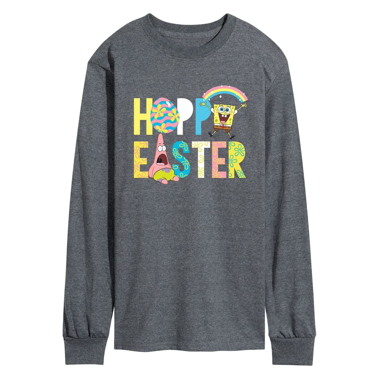 HYBRID APPAREL Spongebob Squarepants Easter Weaster Men's Long Sleeve Graphic T-Shirt - Funny Cartoon Character Shirt for Casual Wear, Cosplay & Gift Giving