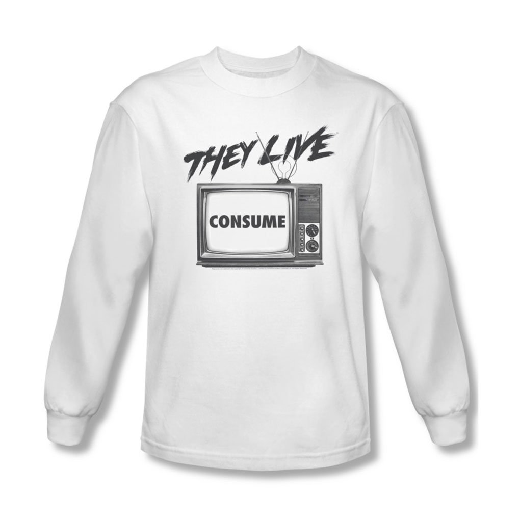They Live - Vintage Consume Graphic Long Sleeve T-Shirt for Men | Retro Pop Culture Tee | Streetwear & Casual Outfit Essential