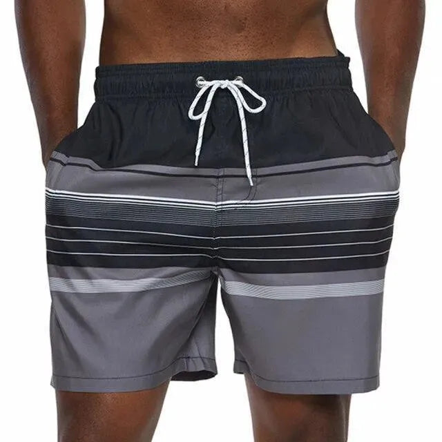 **Men's Hawaiian Beach Shorts - Quick-Dry Swim Trunks for Summer Vacation & Pool Party**