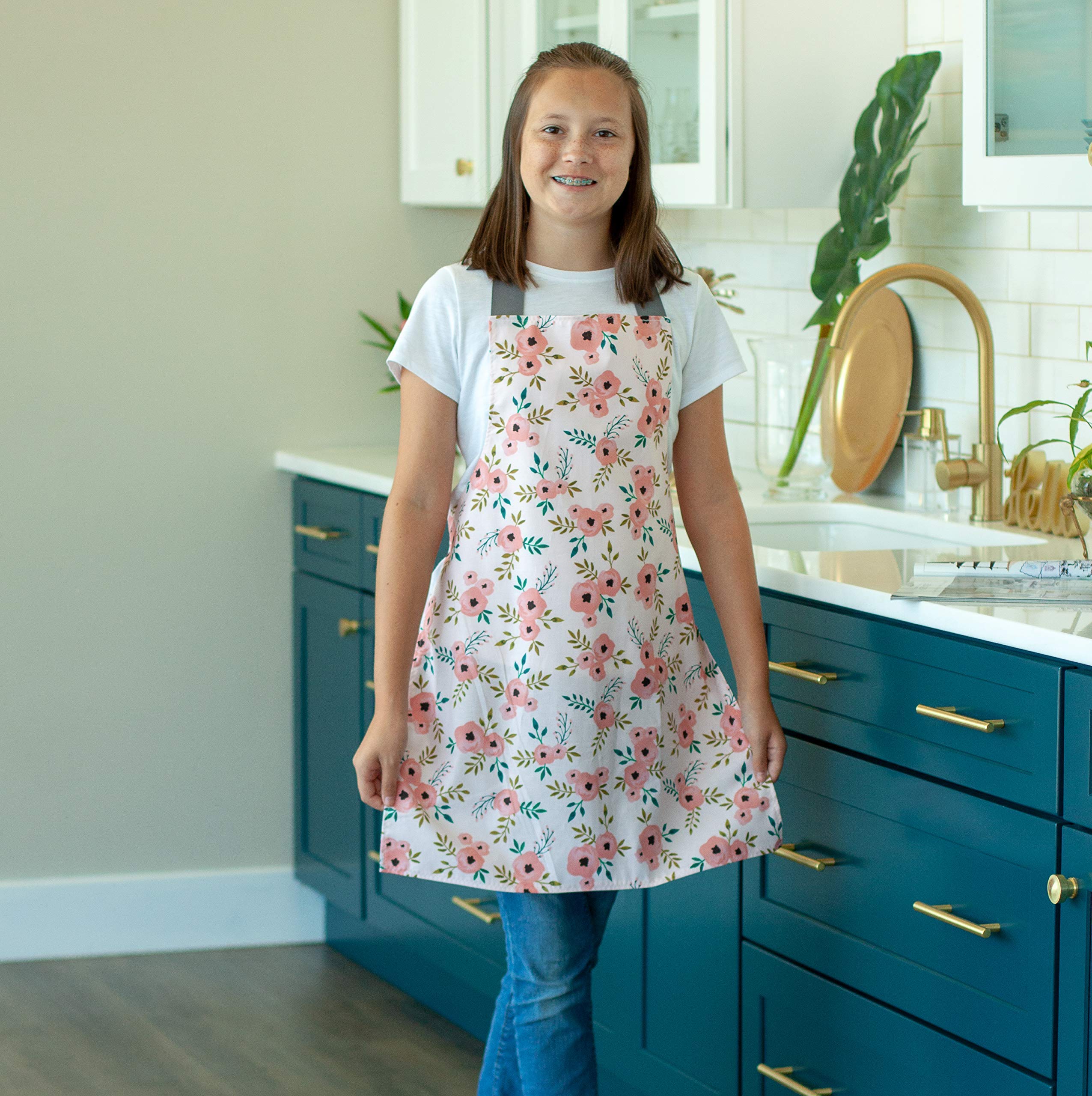 Handmade Blush Pink Apron for Girls - Adjustable & Stylish Kitchen Apron for Baking, Cooking & Crafting - Perfect Gift for Tweens & Teens