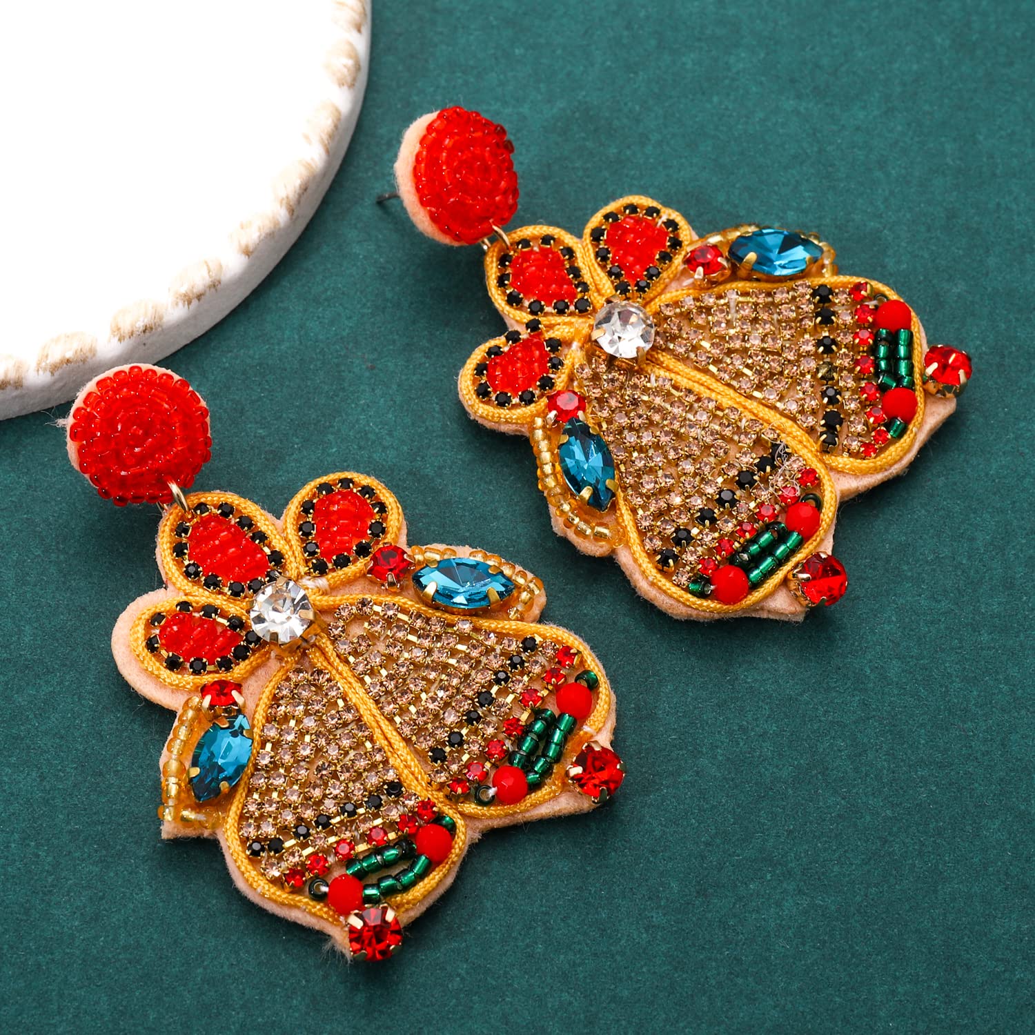 Bohemian Handmade Colorful Seed Beaded Drop Earrings for Women - Christmas Dangle Earrings Gift Set | Perfect for Holiday Parties, Festive Outfits & Gift Giving