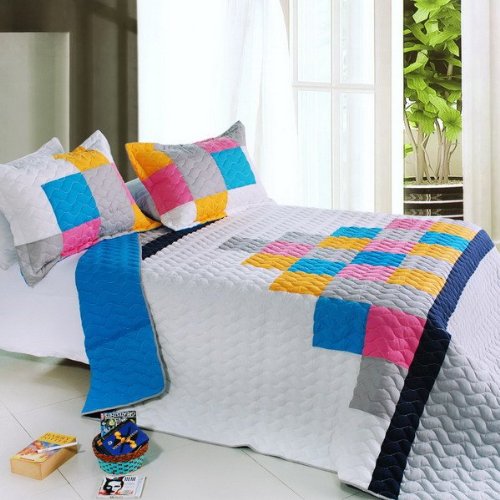 Pure Heaven 3-Piece Full/Queen Vermicelli Patchwork Quilt Set - Soft Bedspread Coverlet for Cozy Bedroom Decor - Perfect for Master Bedrooms, Guest Rooms & Dorm Rooms