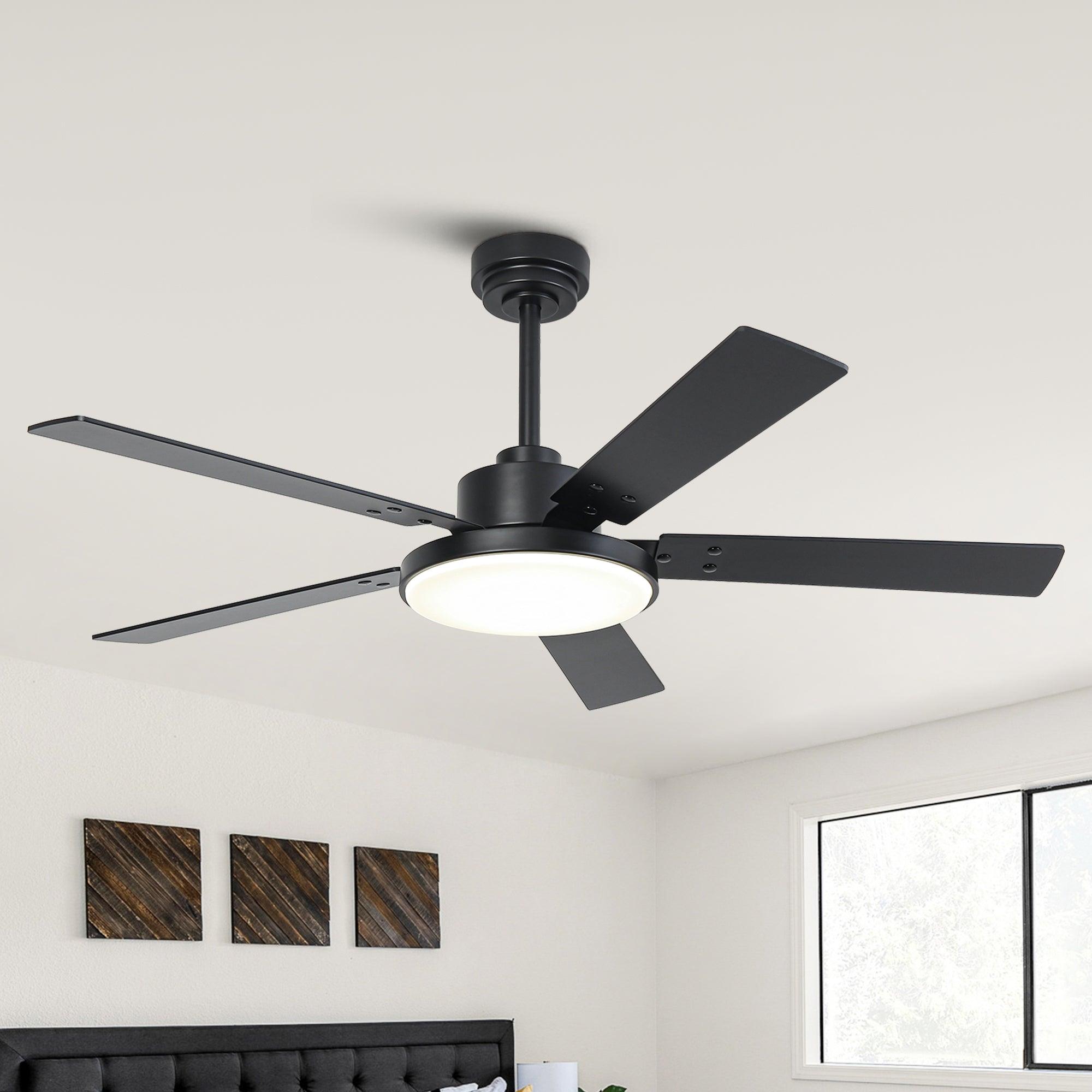 Vaczon 52 Inch 5-Blade Modern Ceiling Fan with LED Light, Remote Control & DC Motor - Energy Efficient Cooling for Living Room, Bedroom & Patio