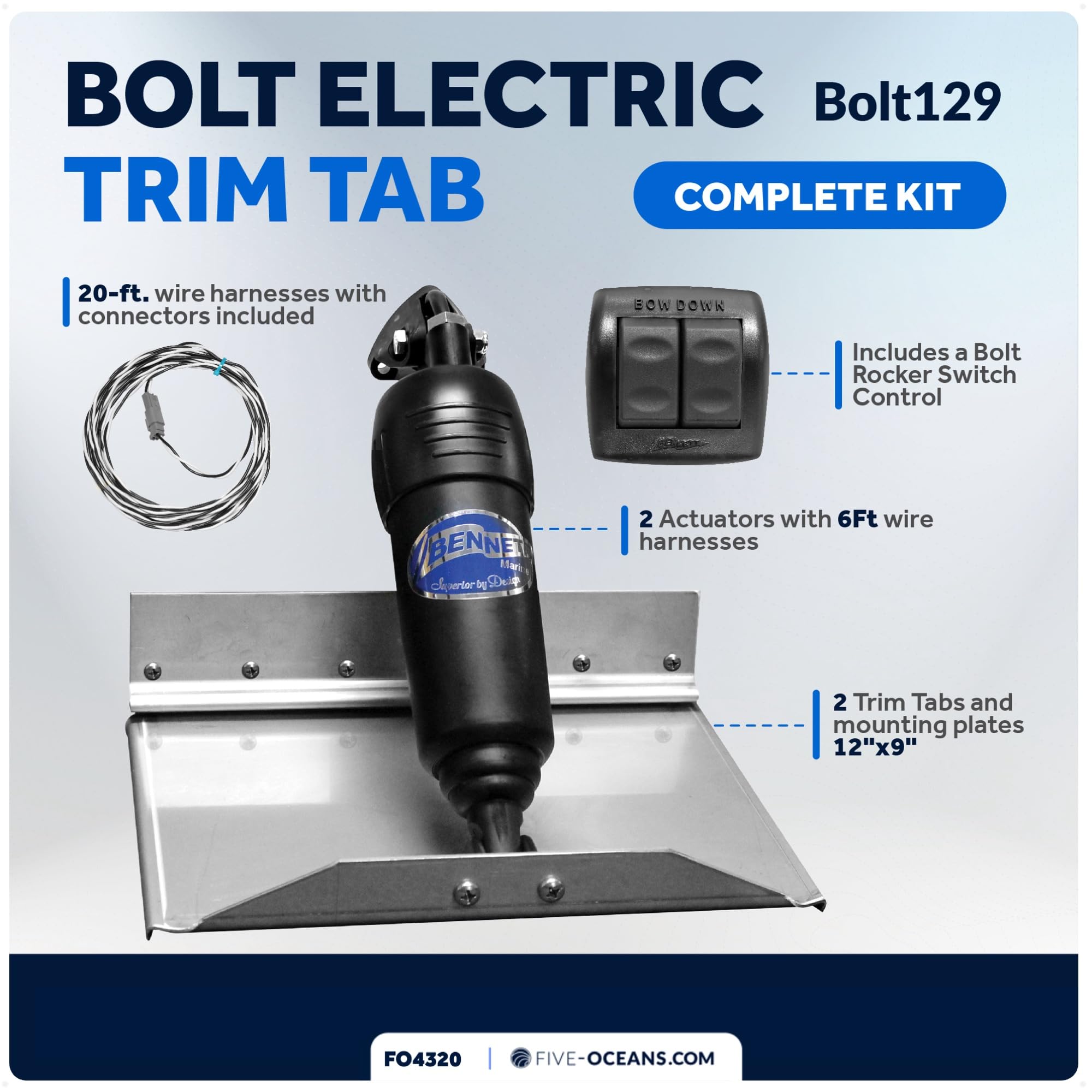 Bennett Marine Bolt Electric Trim Tab System 12