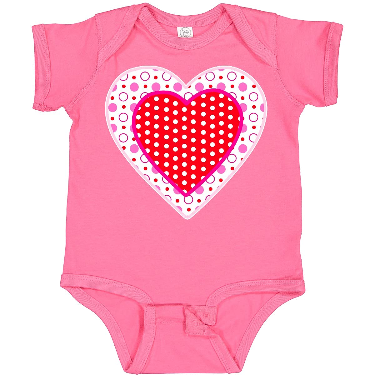 Inktastic Valentine Red Heart with Dots Baby Bodysuit - Cute Valentine's Day Outfit for Infants & Newborns - Perfect for Photos, Gifts & Special Occasions