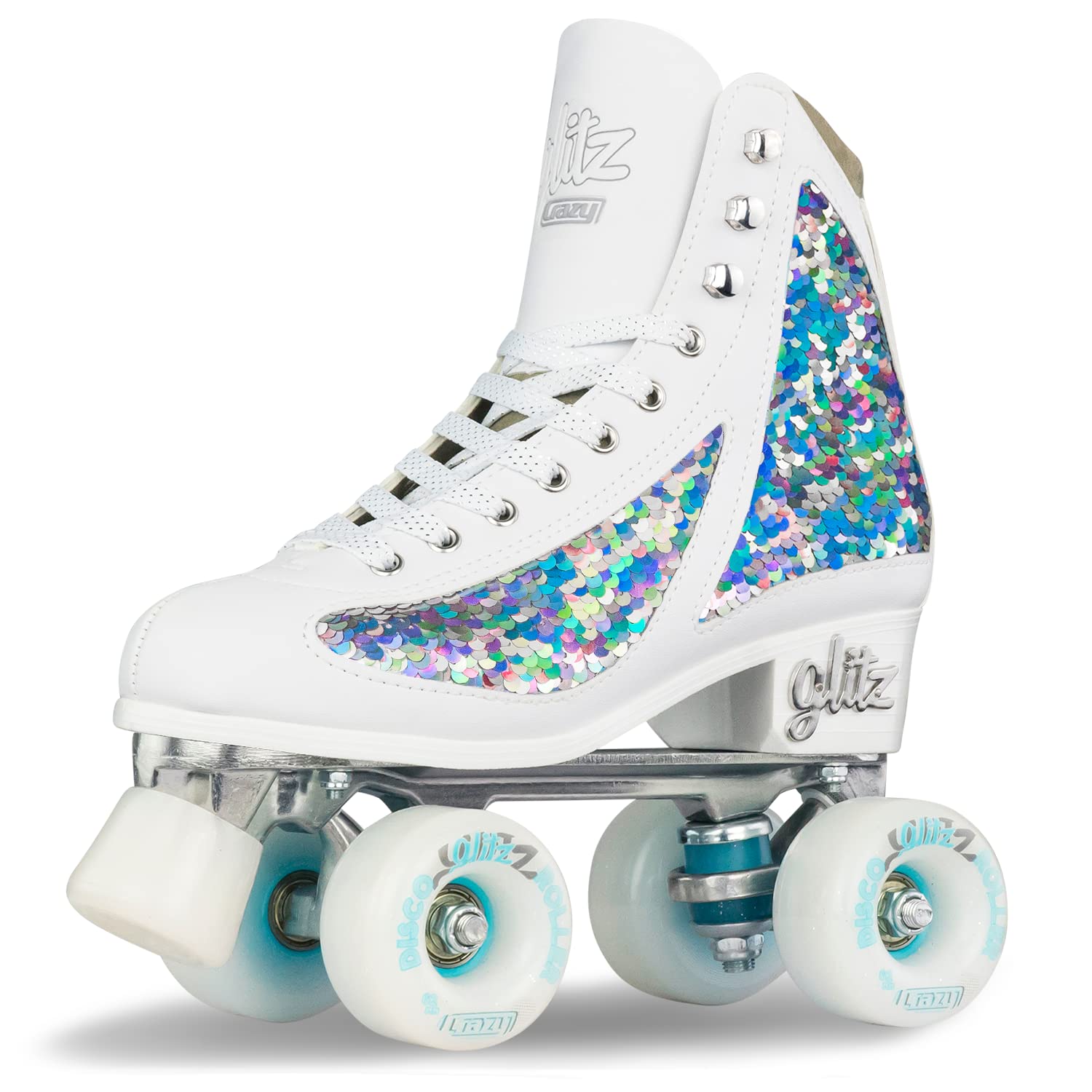 Crazy Skates Glitz Roller Skates for Women & Girls - Adjustable & Fixed Sizes | Sparkling Glitter Quad Skates for Rink, Park & Outdoor Skating | Roller Derby & Recreational Skating