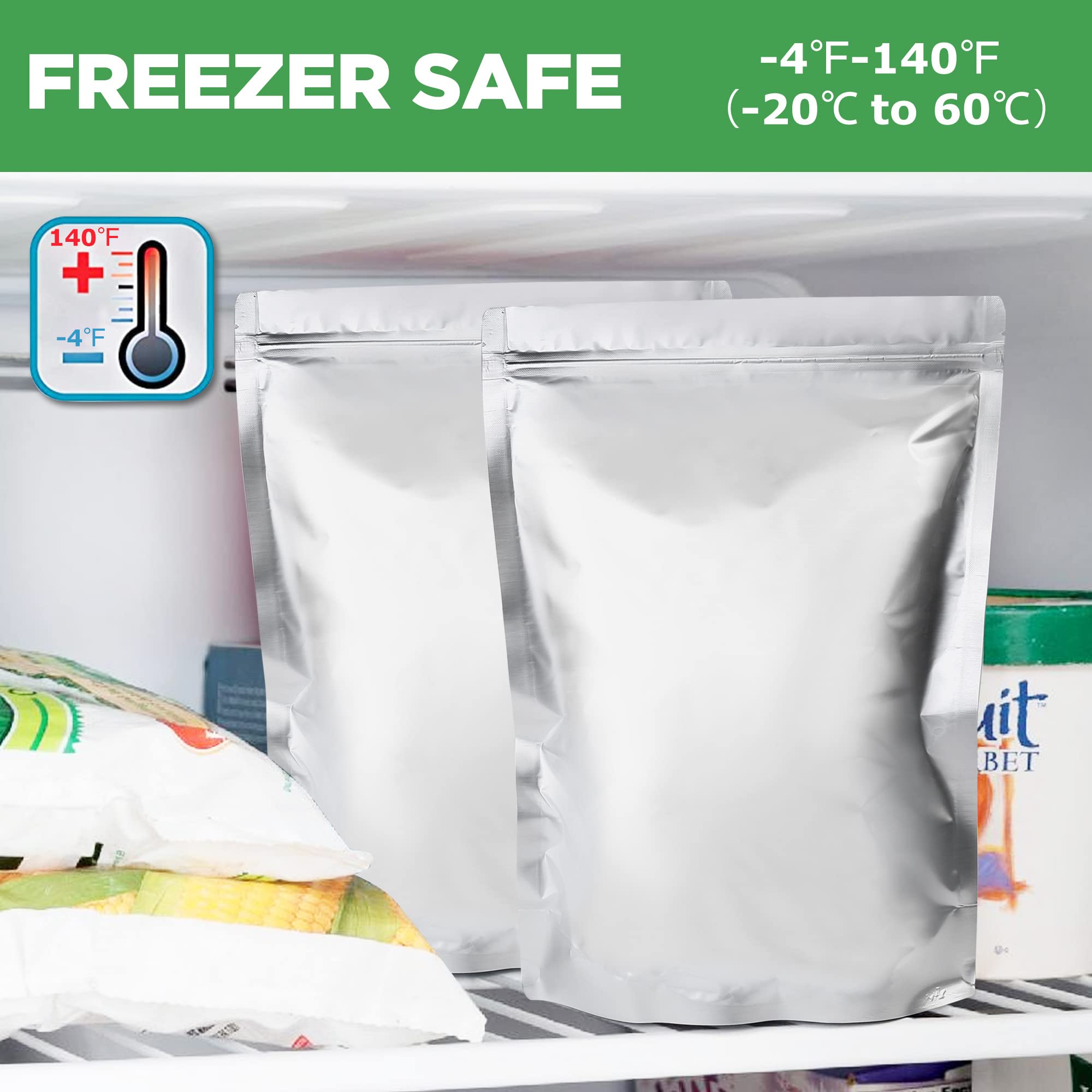 Premium Mylar Food Storage Bags - 100 Pcs with Oxygen Absorbers & Labels - Heavy Duty 8.6 Mil Thick - Resealable Ziplock & Heat Sealable - 3 Sizes (Gallon, Quart, Small) - Ideal for Long Term Food Storage, Emergency Preparedness & Bulk Dry Goods Organization