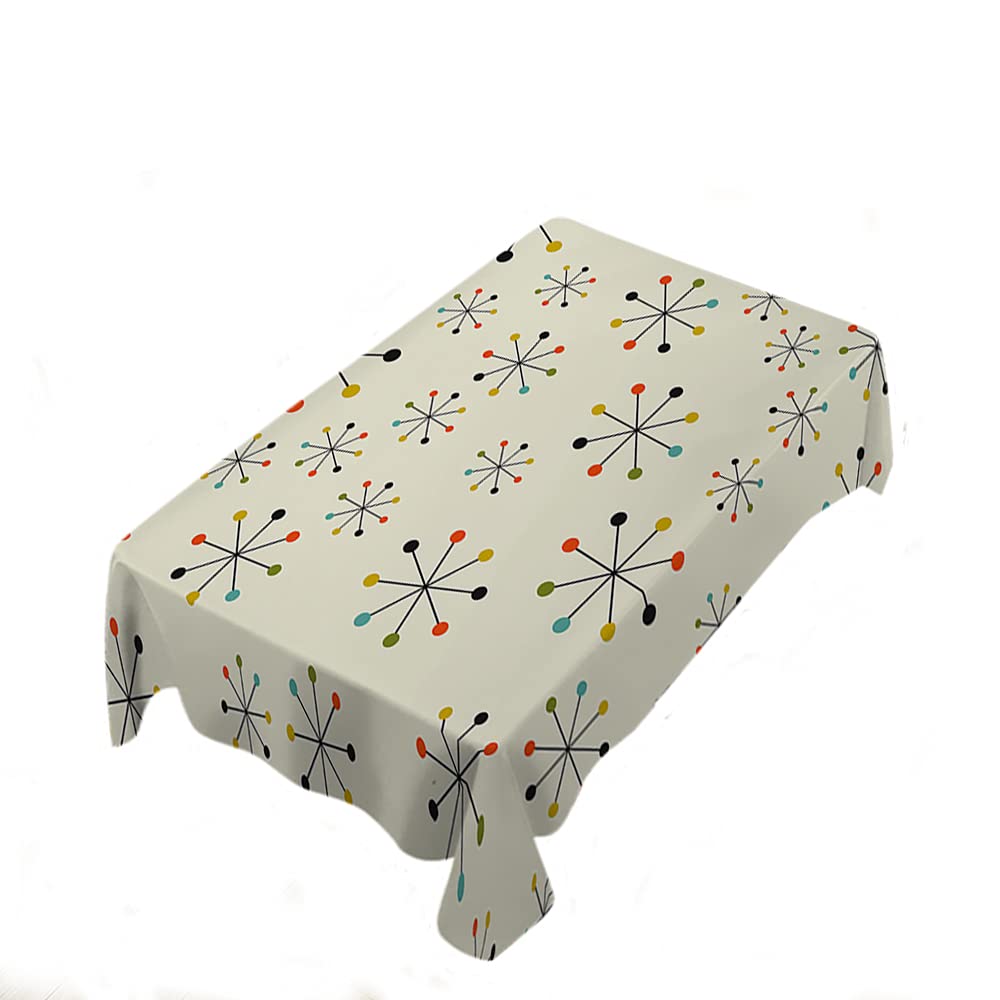 Mid Century Modern Geometric Tablecloth - Wrinkle Free, Anti-Fading & Dust-Proof Washable Chevron Design Table Cover 60x104 Inch - Perfect for Dining Room, Kitchen & Party Decorations