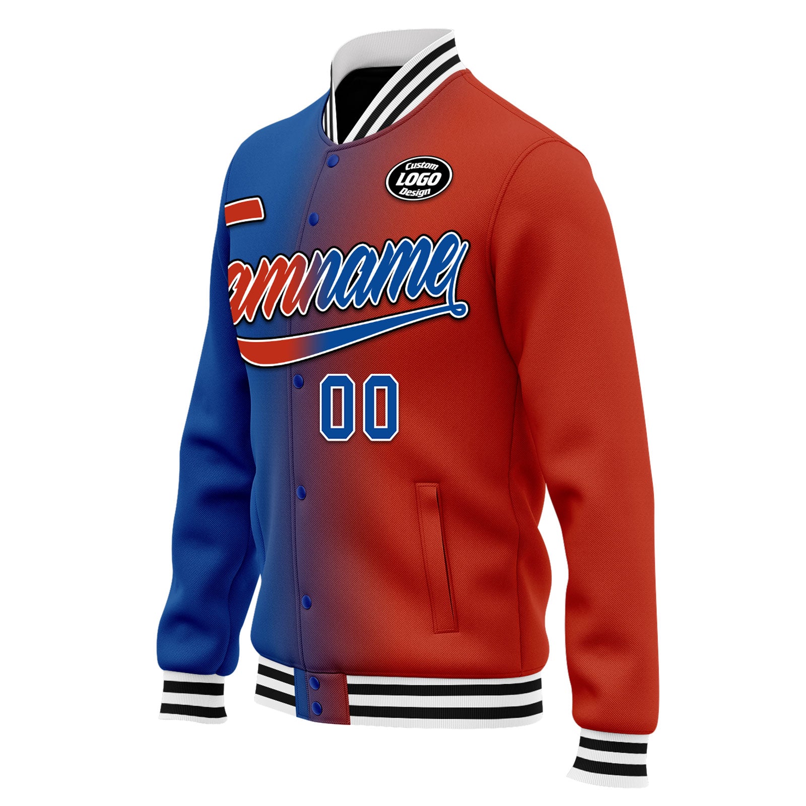 Custom Gradient Fashion Bomber Jacket - Personalized Varsity Letterman Jacket with Full Snap Closure (FZ005 D028016) - Perfect for Casual Wear, Street Style & Gift Giving