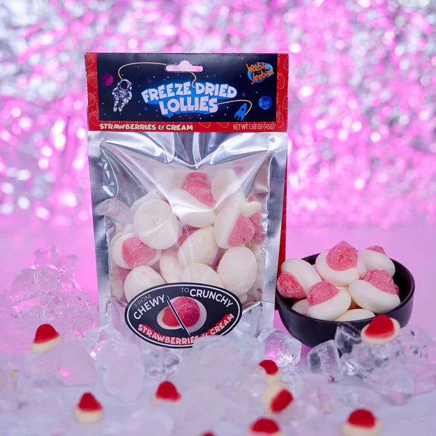 Freeze Dried Strawberries and Cream Candy - Heebie Jeebies 48g - Sweet Snack for Parties, Gifts & On-the-Go Treats
