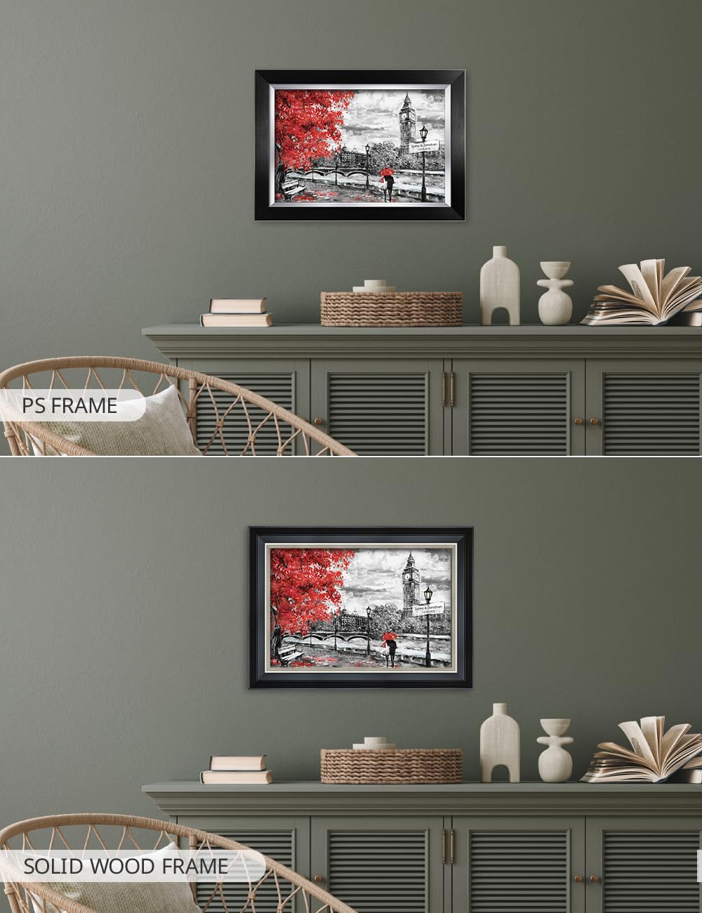 IPIC - Personalized London Lovers Artwork with Custom Names & Date - Romantic Gift for Anniversary, Wedding, Birthday & Holidays - Available in PS or Solid Wood Frame - Perfect for Home Decor, Couples Gifts & Special Occasions
