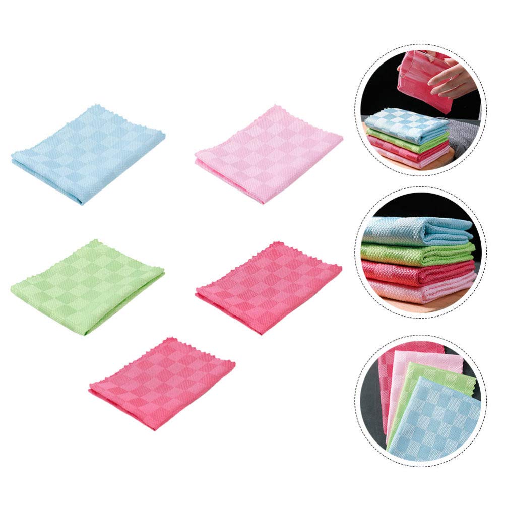 Premium 5-Pack Microfiber Cleaning Cloths - Streak-Free Glass Cleaning, Dish Drying & Kitchen Towels | Super Absorbent, Reusable & Lint-Free for Windows, Dishes, Countertops & Dining Tables