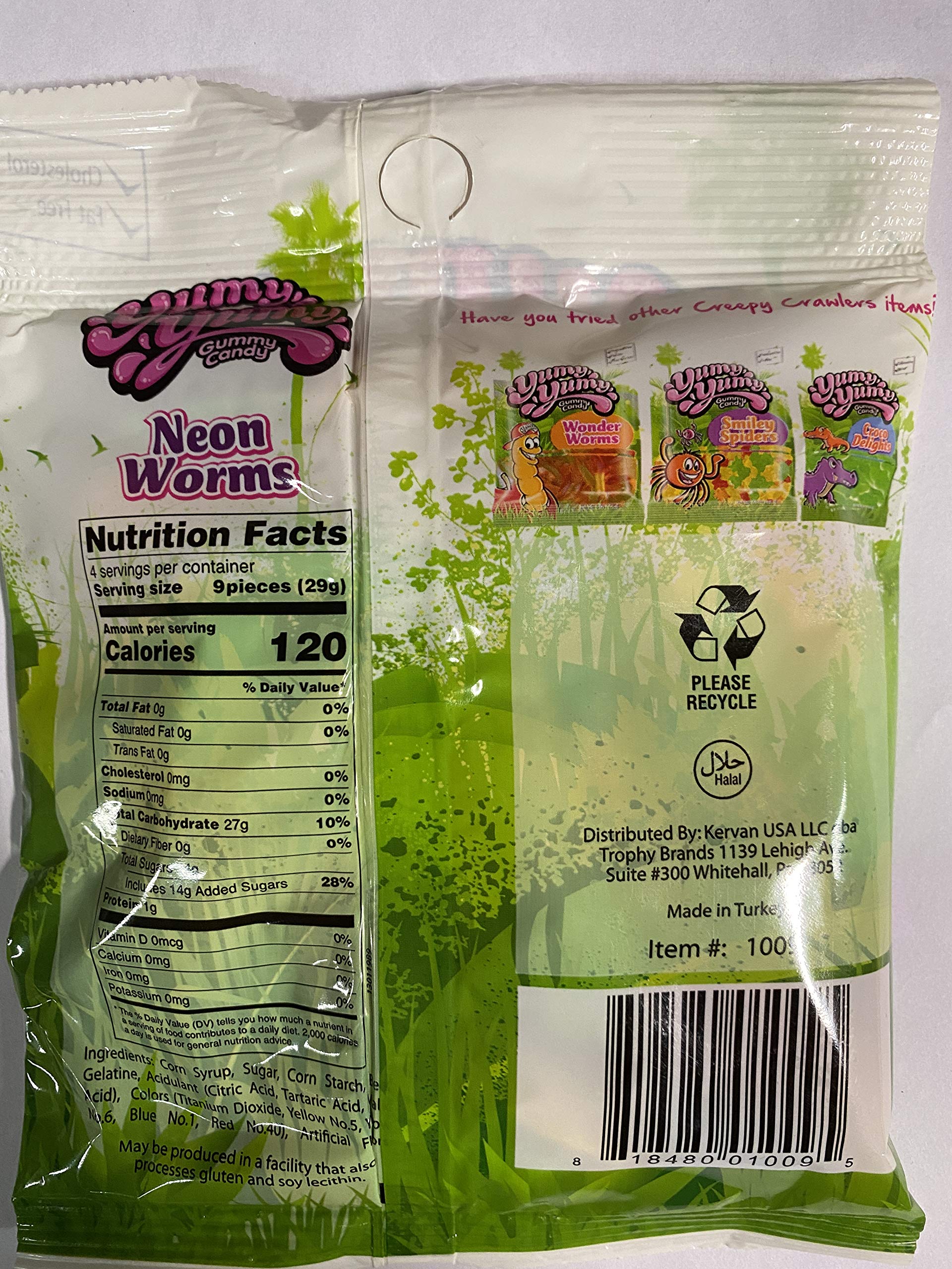 Yumy Yumy Neon Sour Gummy Worms Candy - 4.0 Oz Bulk Pack (12 Pack) | Sweet & Tangy Party Snacks for Kids, Movie Nights & Halloween Treats