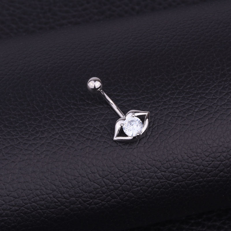 Stainless Steel Sexy Lip Top Belly Button Ring - HSBR18608 | Hypoallergenic Body Jewelry for Navel Piercing, Perfect for Parties & Beach Outfits