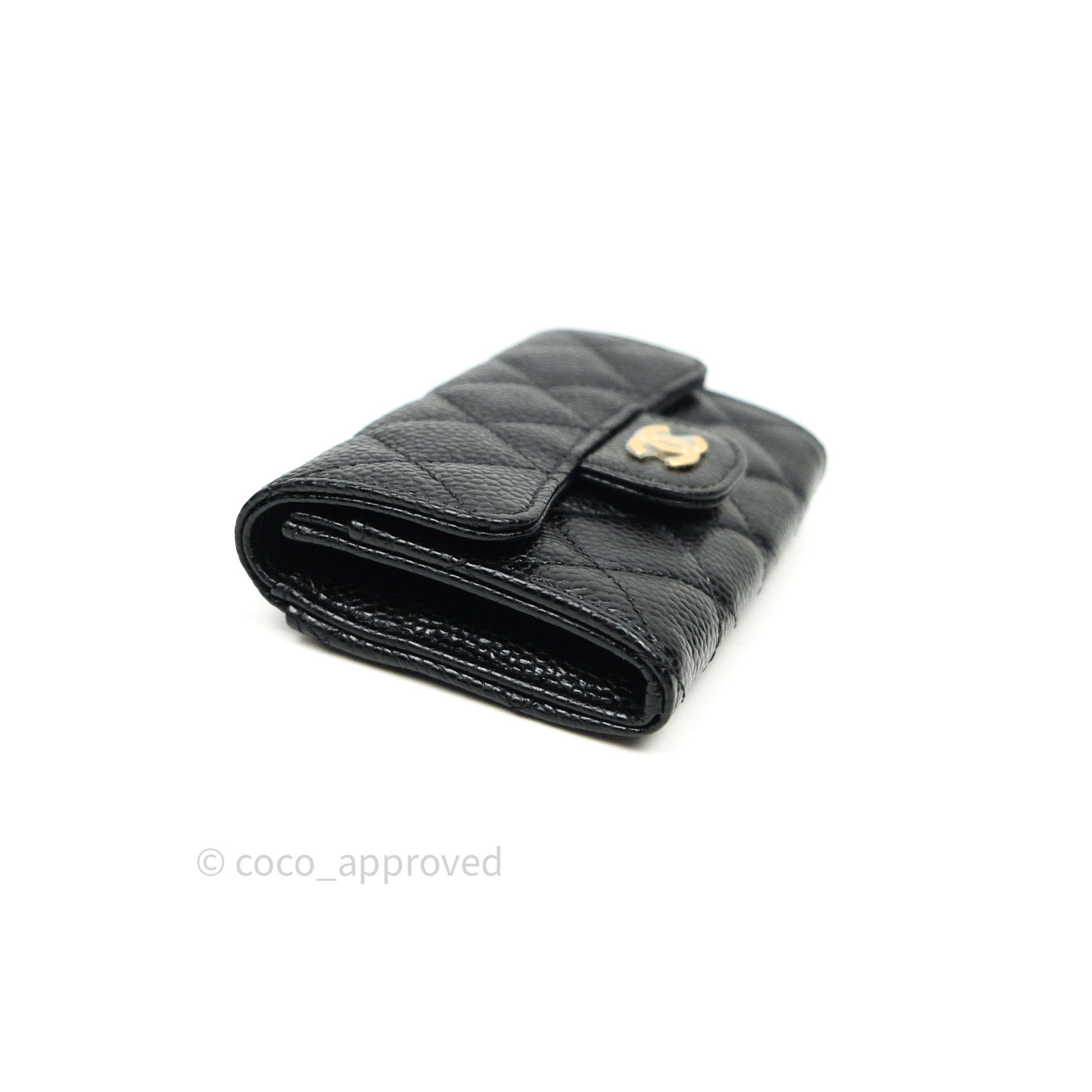 Chanel Caviar Quilted Flap Card Holder Wallet - Black with Gold Hardware | Luxury Compact Wallet for Women, Perfect for Everyday Use & Special Occasions