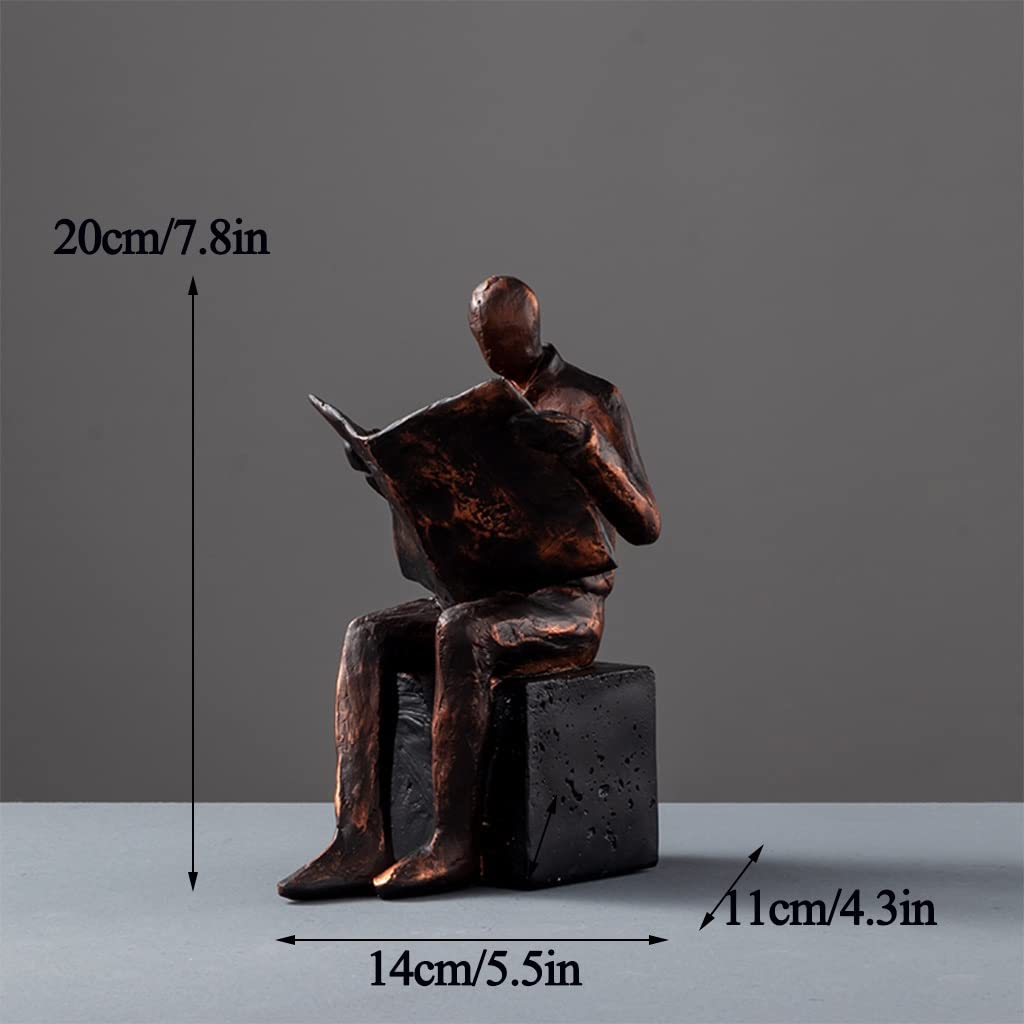 Modern Resin Reading Man & Woman Statue - Home Office & Living Room Decor, Collectible Figurines for Bookshelves, Desks & Tables - Perfect Gift for Book Lovers & Readers (Men's Version) - Ideal for Study Rooms, Libraries & Cozy Reading Nooks