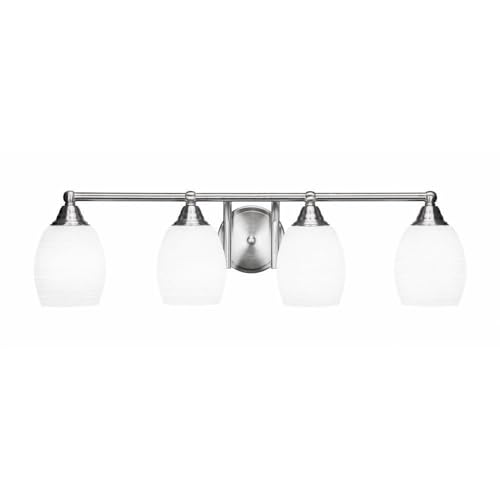 Toltec Lighting Paramount 4-Light Bathroom Vanity Light Bar in Brushed Nickel Finish (3424-BN-4021) - Perfect for Modern Bathrooms, Powder Rooms, and Spa-Like Home Decor