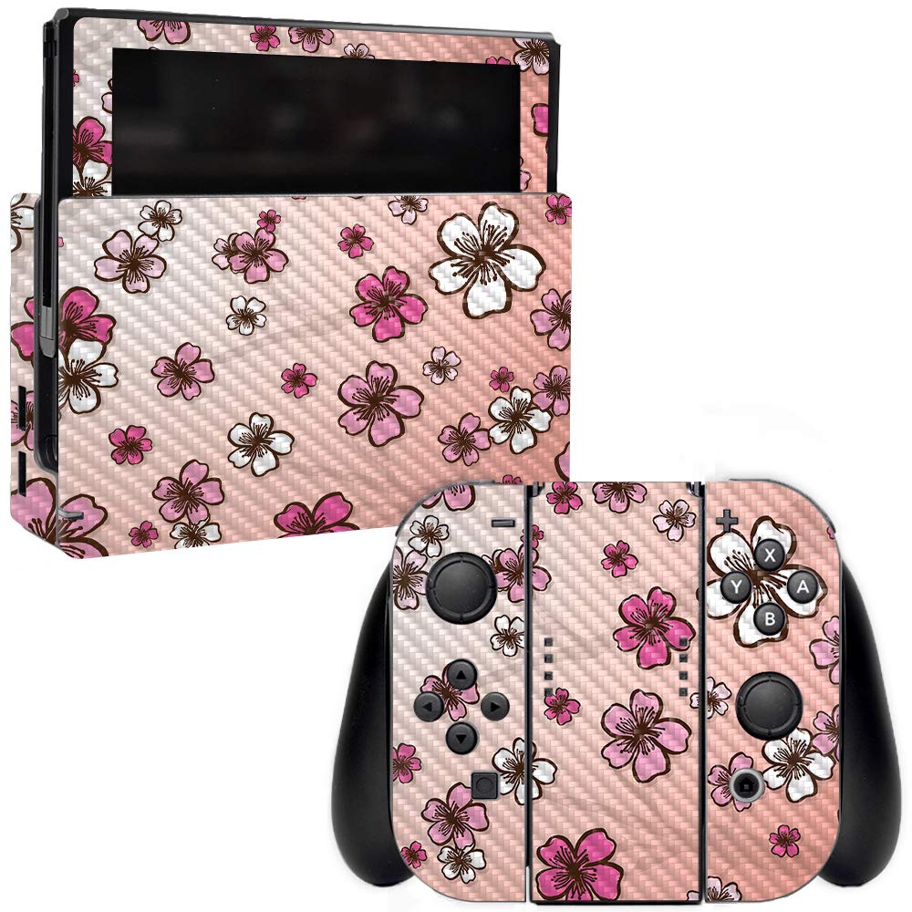 **MightySkins Carbon Fiber Skin for Nintendo Switch - Cherry Blossom Design | Protective & Durable Textured Vinyl Cover | Easy to Apply, Remove & Reusable | Made in USA | Perfect for Gaming, Travel & Customization**    (Note: If the original title was already in English, no translation was needed. The optimized version improves keyword placement, readability, and adds usage scenarios.)