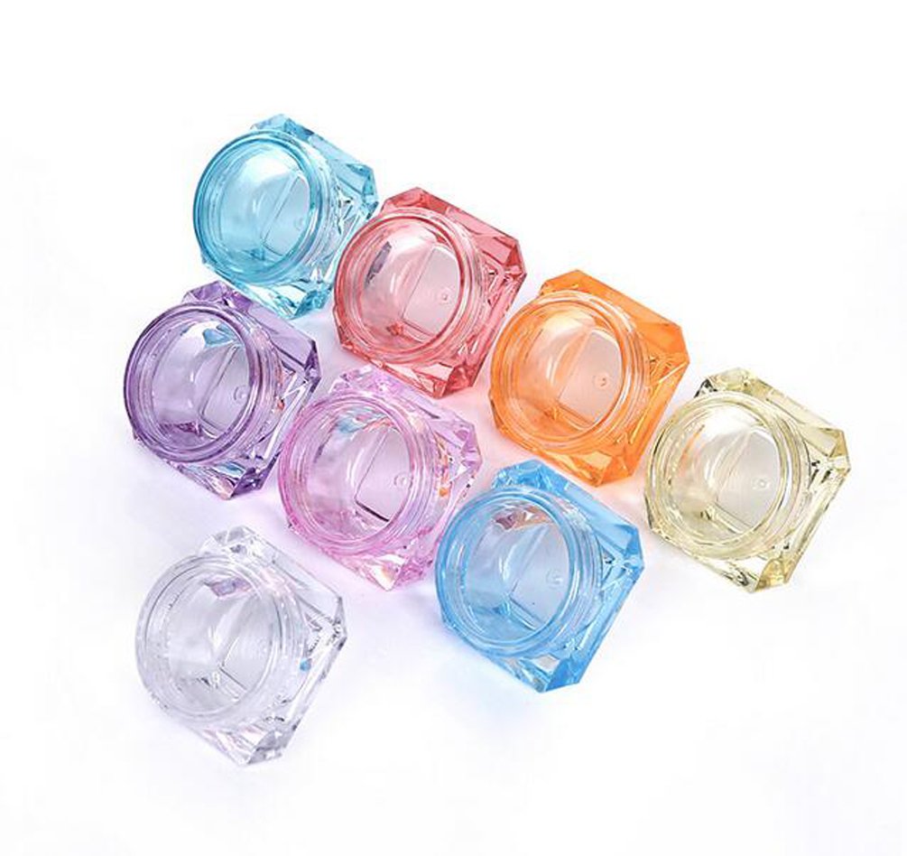 10 Pcs 3G/3ML Empty Plastic Cosmetic Containers with Colorful Lids - Clear Jars for Face Cream, Eyeshadow, Nail Polish & Makeup Powder - Perfect for DIY Beauty, Travel & Salon Use