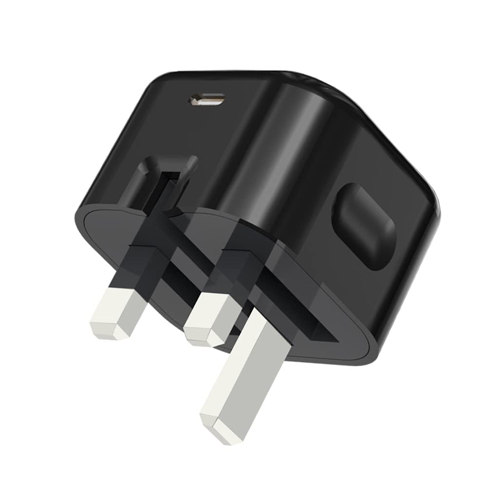 20W USB C Fast Charger Plug for iPhone 16/15/14/13/12 Series - Foldable PD Charging Adapter (Black) | Perfect for Travel, Home & Office Use