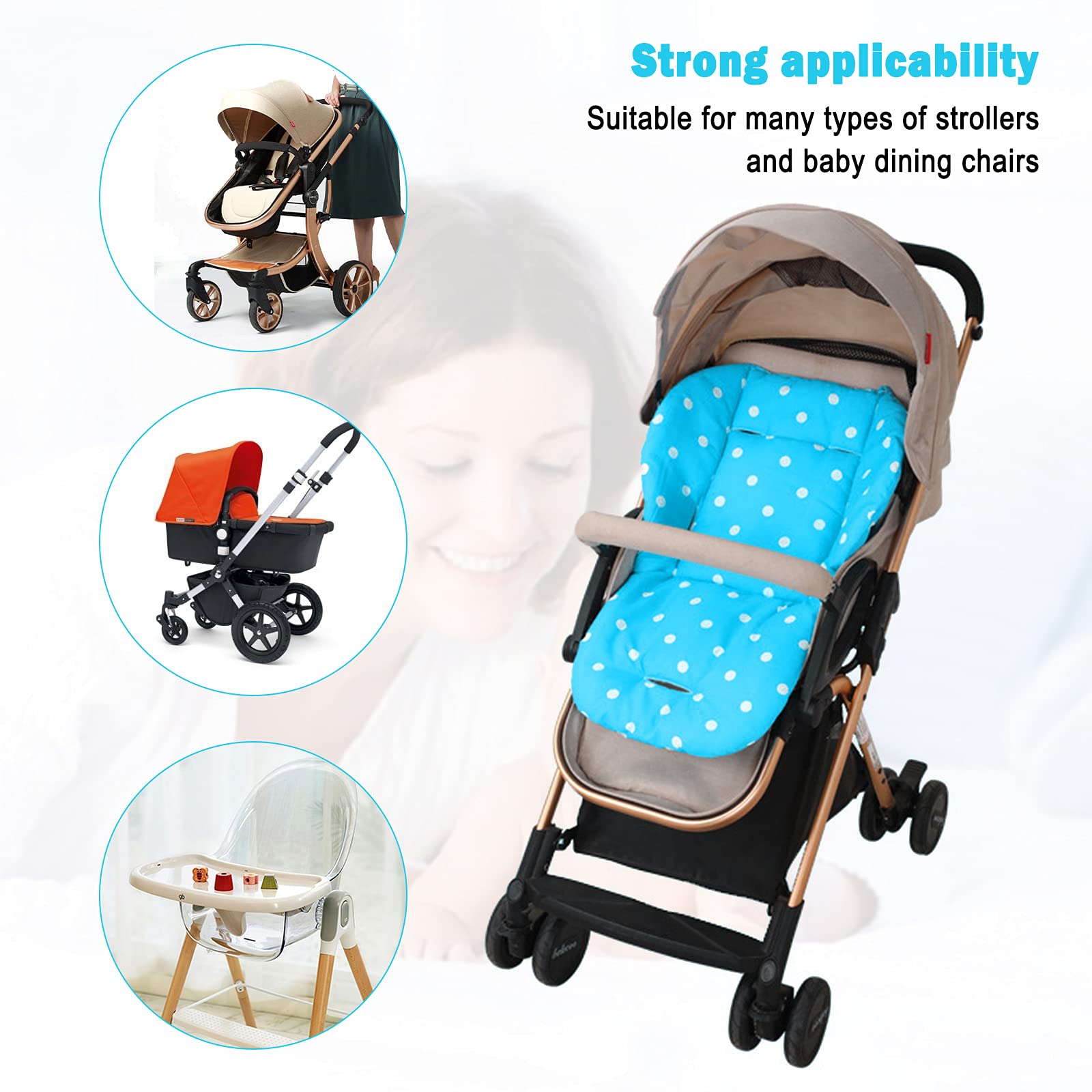 Breathable and Comfortable High Chair Cover & Cushion - Soft Baby High Chair Seat Pad for Feeding - Universal Fit for High Chairs & Strollers - Perfect for Home, Restaurant, and Travel Use (Blue)
