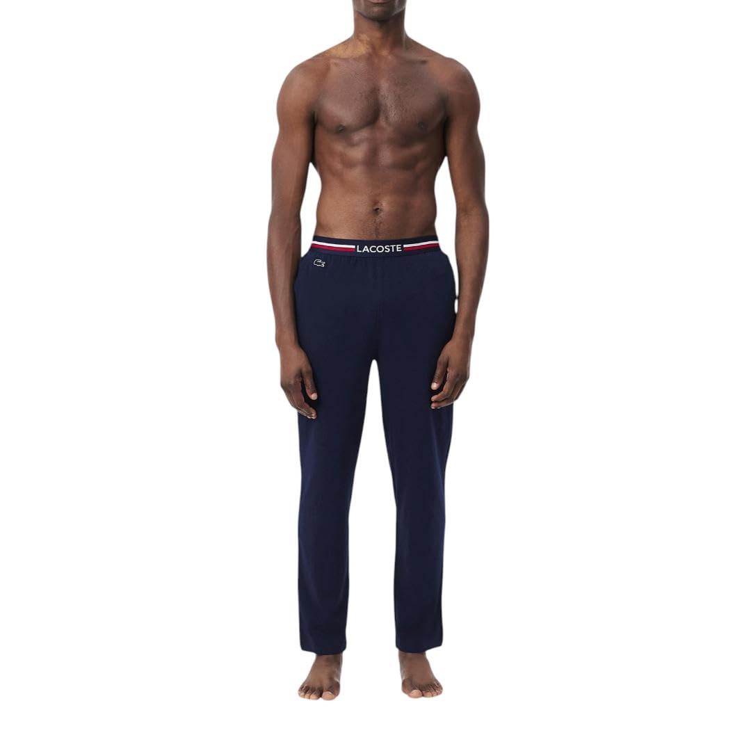 Lacoste Men's Comfortable Multicolor Jersey Pajama Pants with Elastic Waistband - Perfect for Lounging, Sleepwear & Home Relaxation