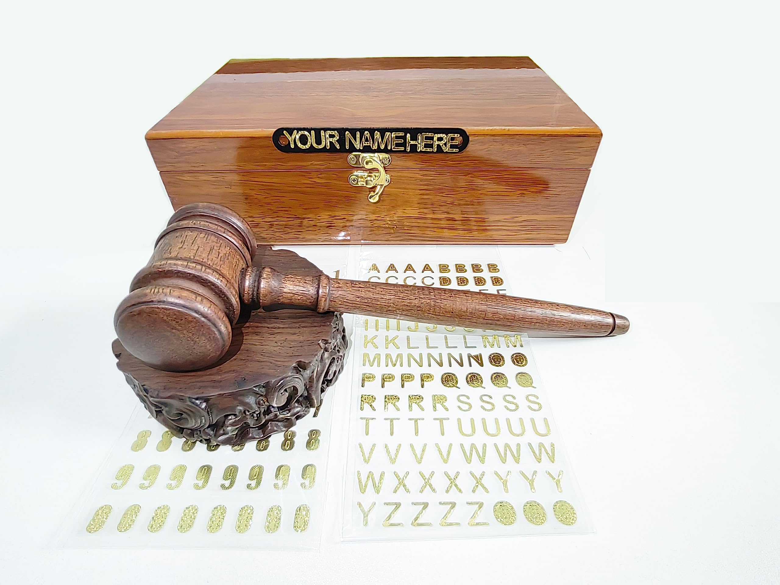 Unique Wooden Gavel and Block Set - Premium Judge Gift, Lawyer Present & Auctioneer Accessory - Handcrafted Solid Wood Courtroom Decor for Legal Professionals & Auction Enthusiasts - Perfect for Courtroom Ceremonies, Law Office Decor & Auction Events