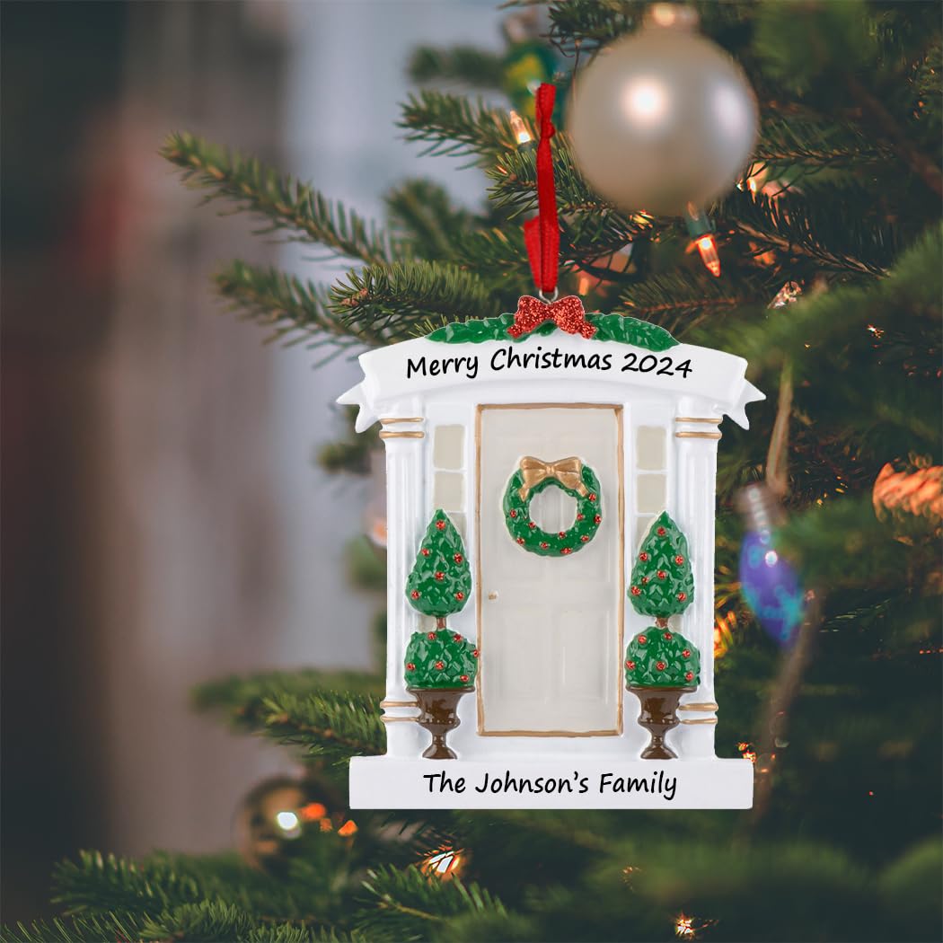 Personalized White Door Christmas Tree Ornament - Custom Housewarming Gift for New Home, Hostess Gift, First Christmas in New Home 2025 - Perfect for Holiday Decor, New Home Celebrations & Festive Gifting