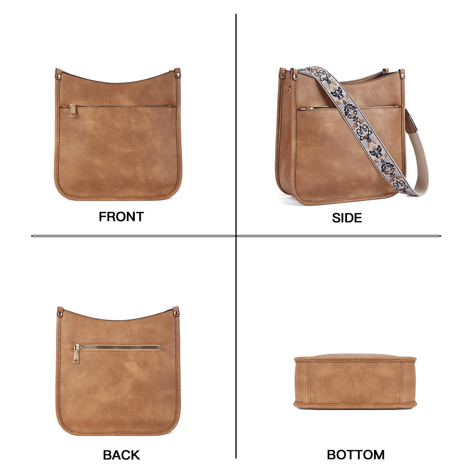 Trendy Vegan Leather Crossbody Purse for Women - Adjustable Guitar Strap Bucket Hobo Handbag | Perfect for Everyday Use, Travel & Casual Outings