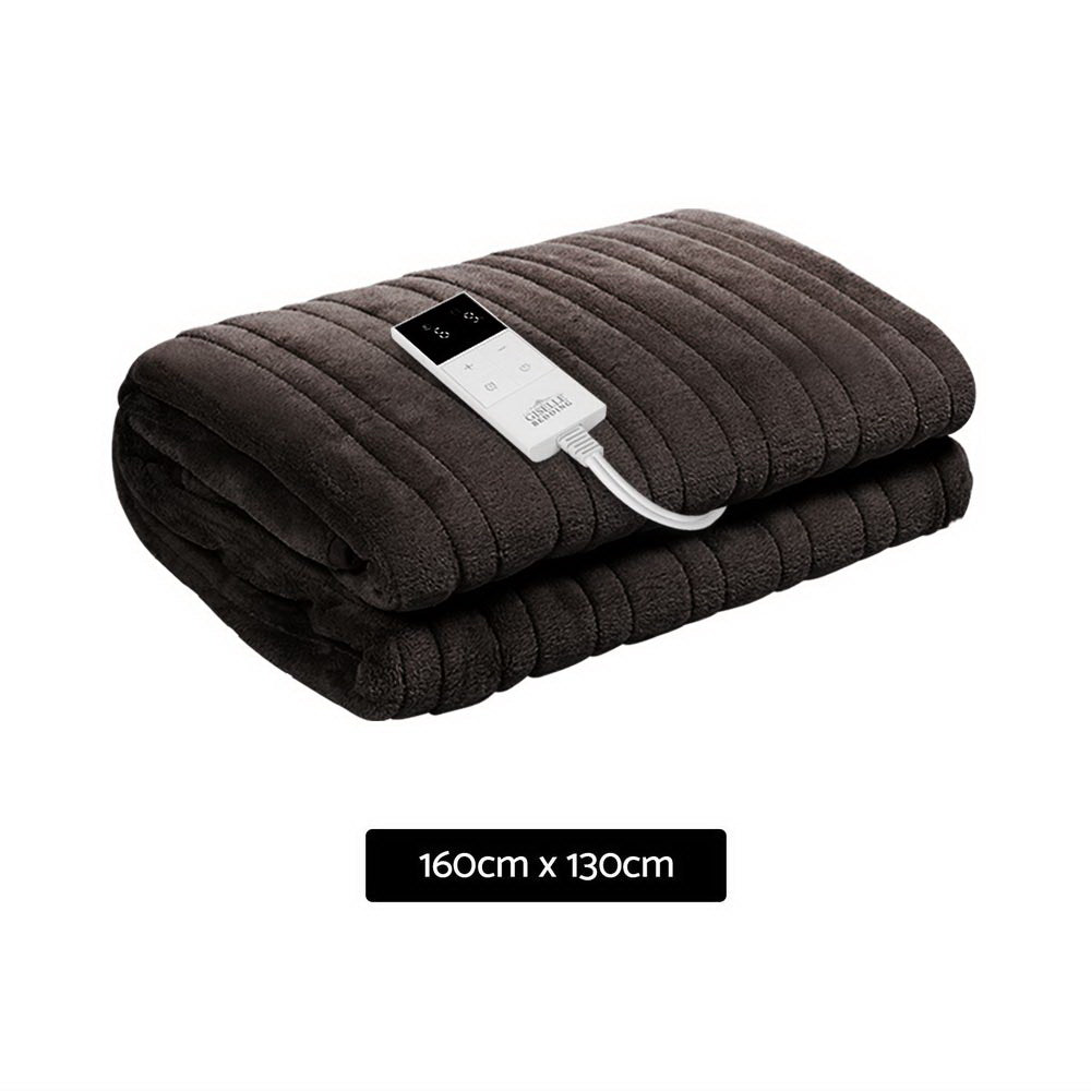 Electric Heated Throw Blanket - Ultra Soft & Cozy Chocolate Brown Flannel - Perfect for Winter Nights, Office, and Travel Use