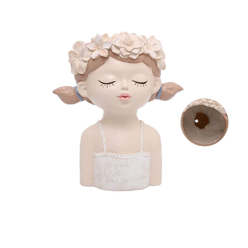 Multi-Purpose Floral Arrangement Vase & Face Planter - Decorative Resin Flower Pot for Indoor/Outdoor Use - Creative Head Sculpture Planter for Home, Garden, Office & Wedding Decor - Perfect for Succulents, Small Plants & Floral Displays