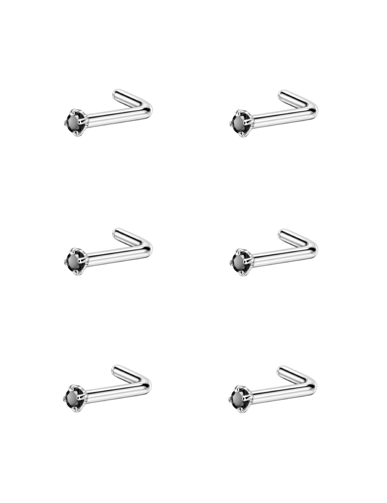 FANSING L-Shaped Nose Studs for Women & Men - Surgical Steel Nostril Piercing Jewelry with Cubic Zirconia - Perfect for Everyday Wear & Special Occasions
