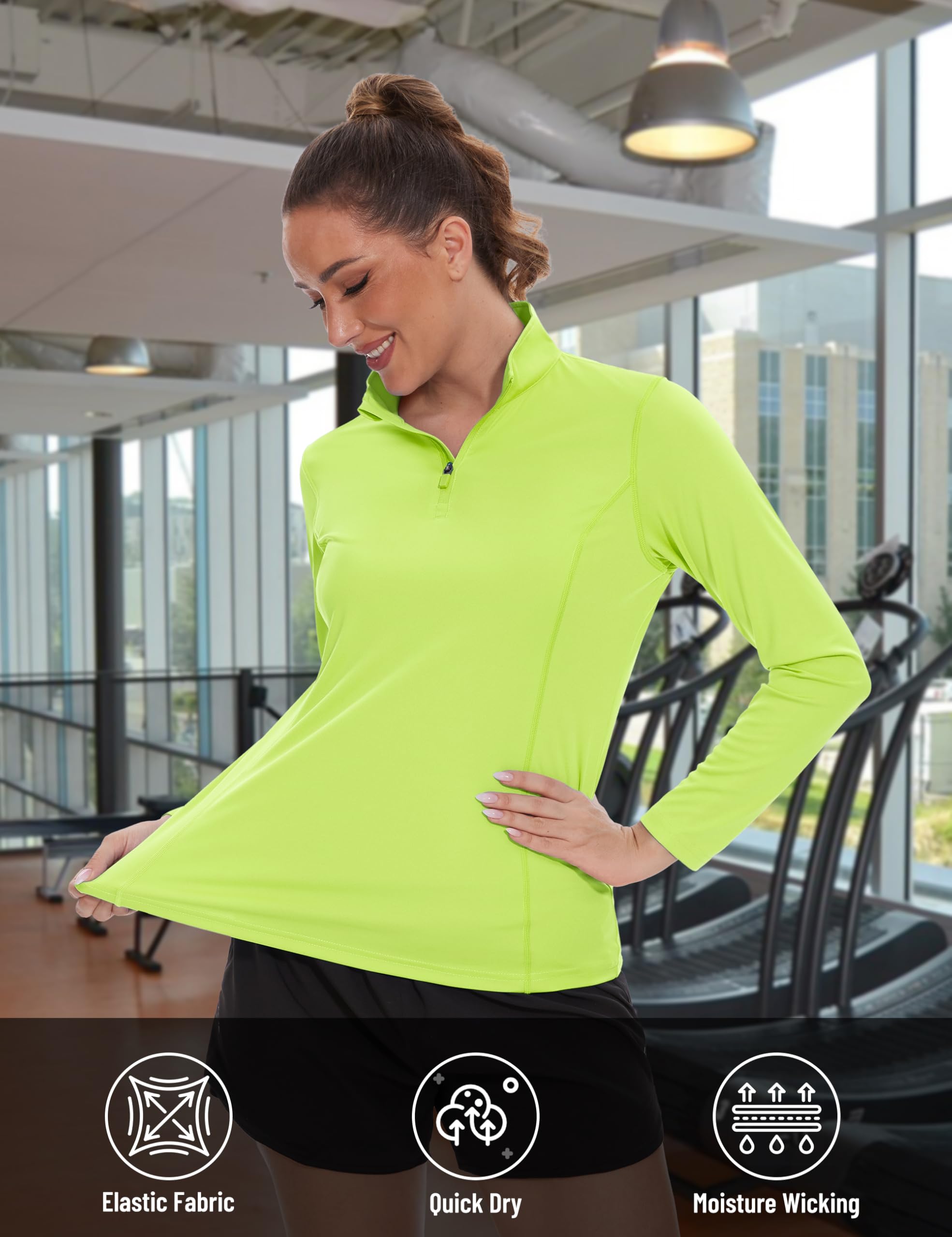 TACVASEN Women's UPF 50+ UV Protection Quarter Zip Pullover Long Sleeve Shirt - Golf, Hiking, Workout & Outdoor Activewear Top for Sun Protection