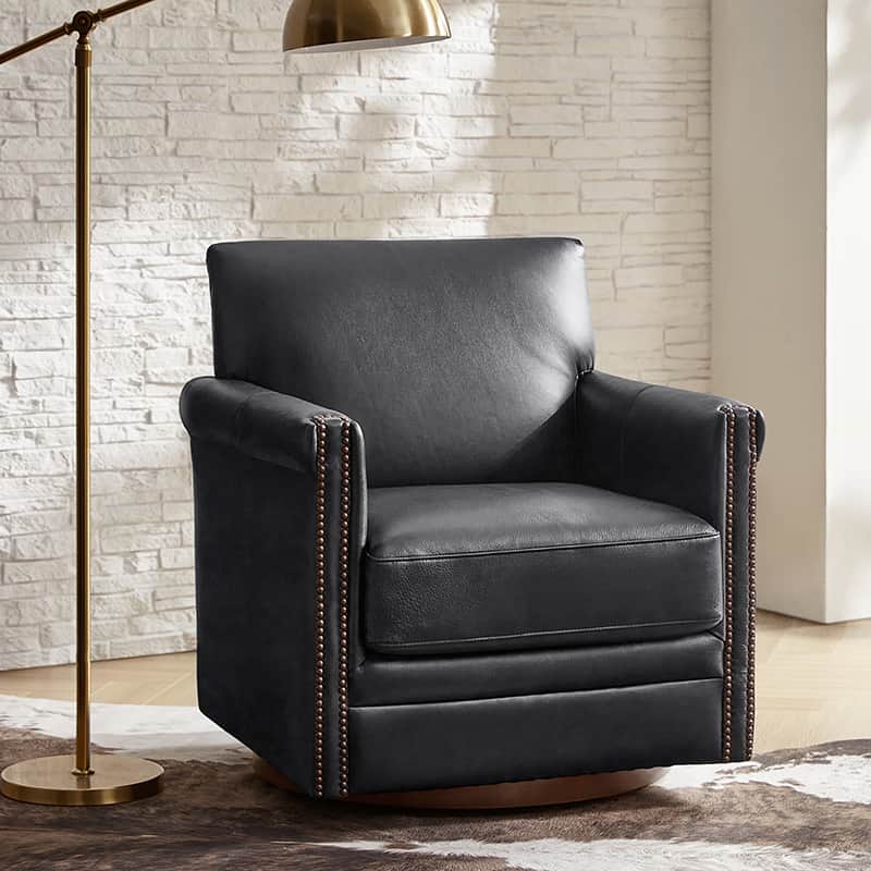 Sonam Genuine Leather Swivel Chair - 360 Degree Rotating Executive Office Chair with Adjustable Height for Home & Office Workspace - Ergonomic Comfort for Long Hours Sitting