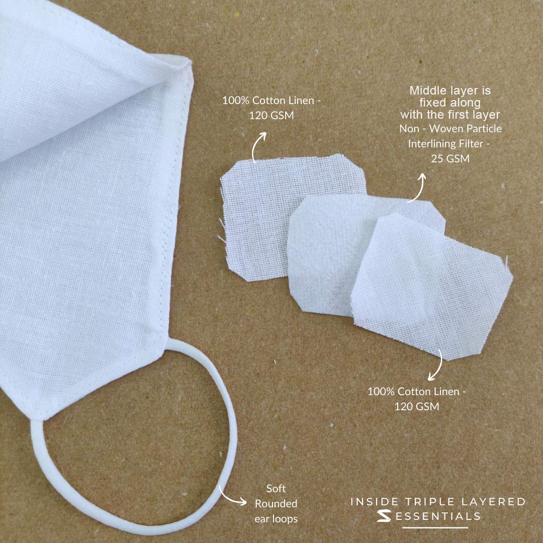 3-Layer Cotton Linen Anti-Pollution Face Mask - Adjustable, Washable & Reusable Dusty Pastels - Perfect for Outdoor Activities, Commuting & Allergy Protection